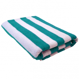 Green small striped beach towel