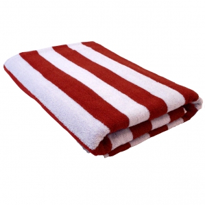 Red small striped beach towel
