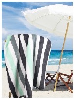 Green grey stripe premium beach towel