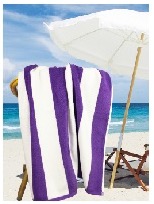Purple stripe premium beach towel