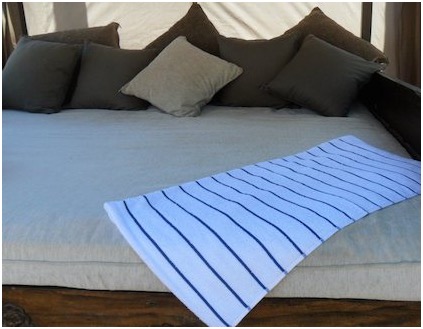 Blue pinstripe beach towel