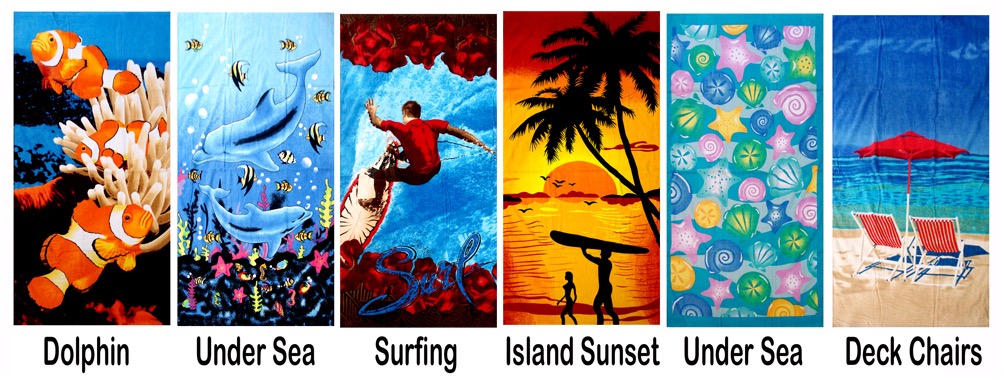 Velour printed beach towels