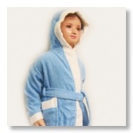 Blue and White Kids Hooded Robe