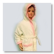 White and Peach Kids Hooded Robe